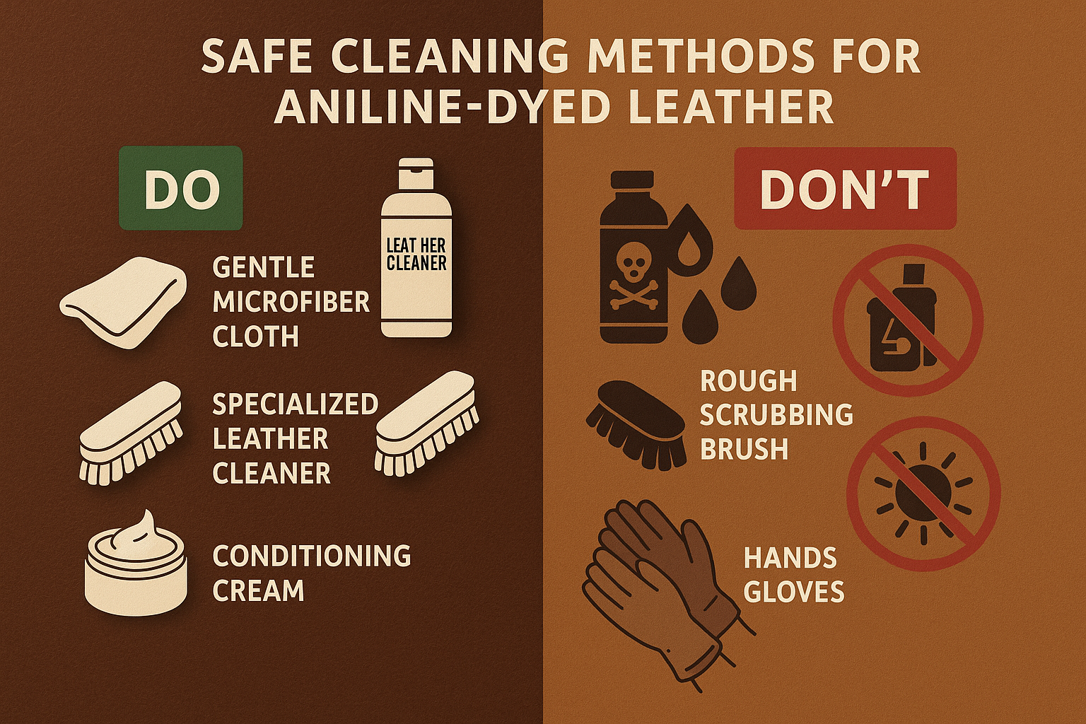 Cleaning aniline-dyed leather safely